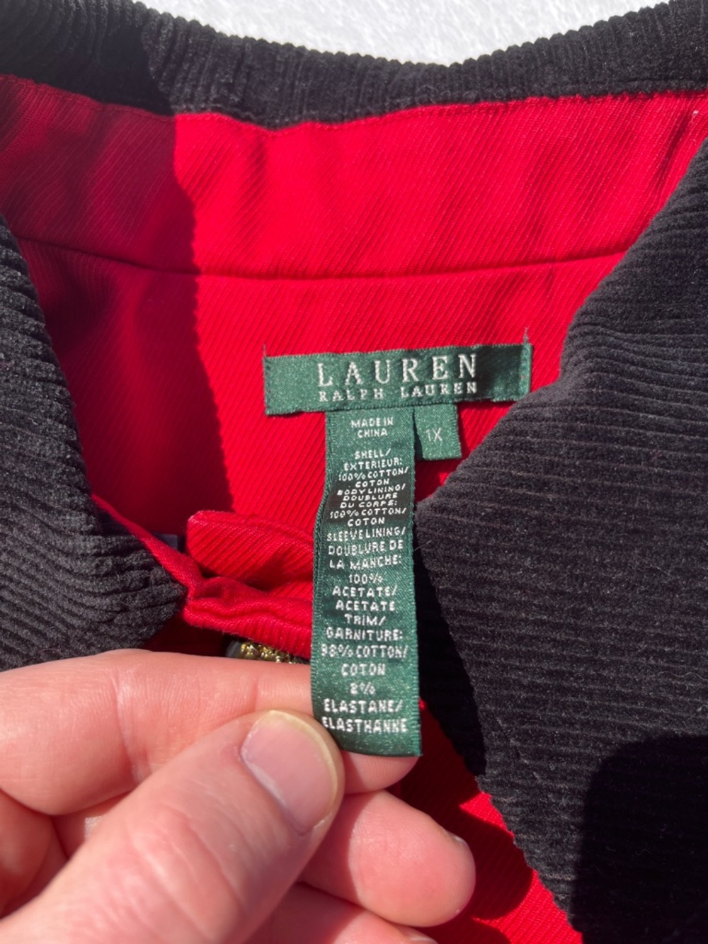 Lauren Ralph Lauren Red Equestrian Barn Coat Corduroy Collar 1X - Picture 2 of 13